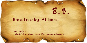 Bacsinszky Vilmos névjegykártya